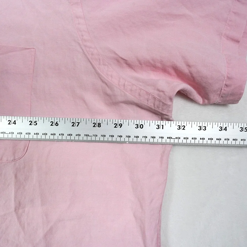 Polo Ralph Lauren Mens 3XB Pink Linen Silk Short Sleeve Camp Button Up Shirt